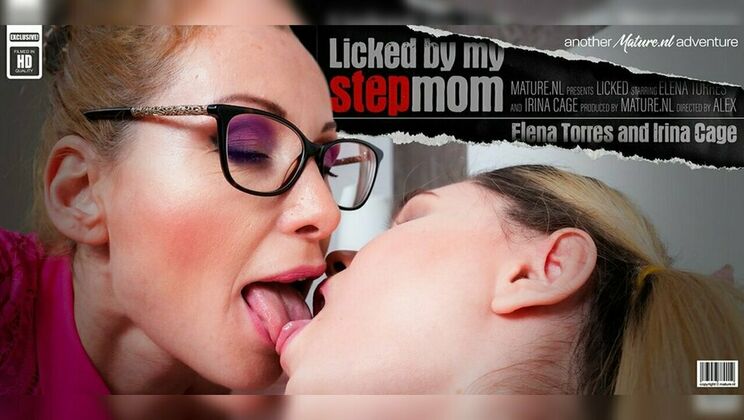 Mature.nl - Irina Cage - Elena Torres - Teeny babe Irina Cage is eating out her stepmom Elena Torres and fucking her with a strapon / 09.08.2023